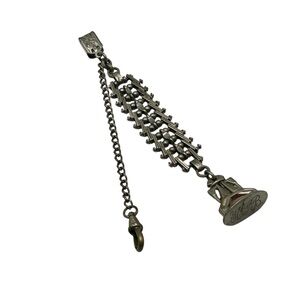 Antique Victorian Engraved Watch Ribbon Fob with Chain